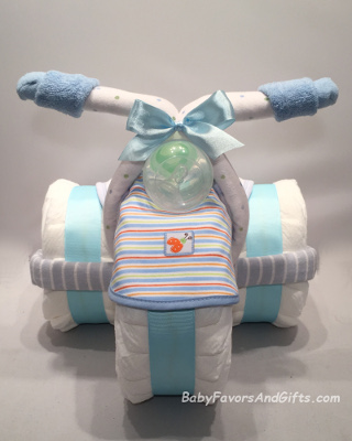 Baby Blue Tricycle Diaper Cake
